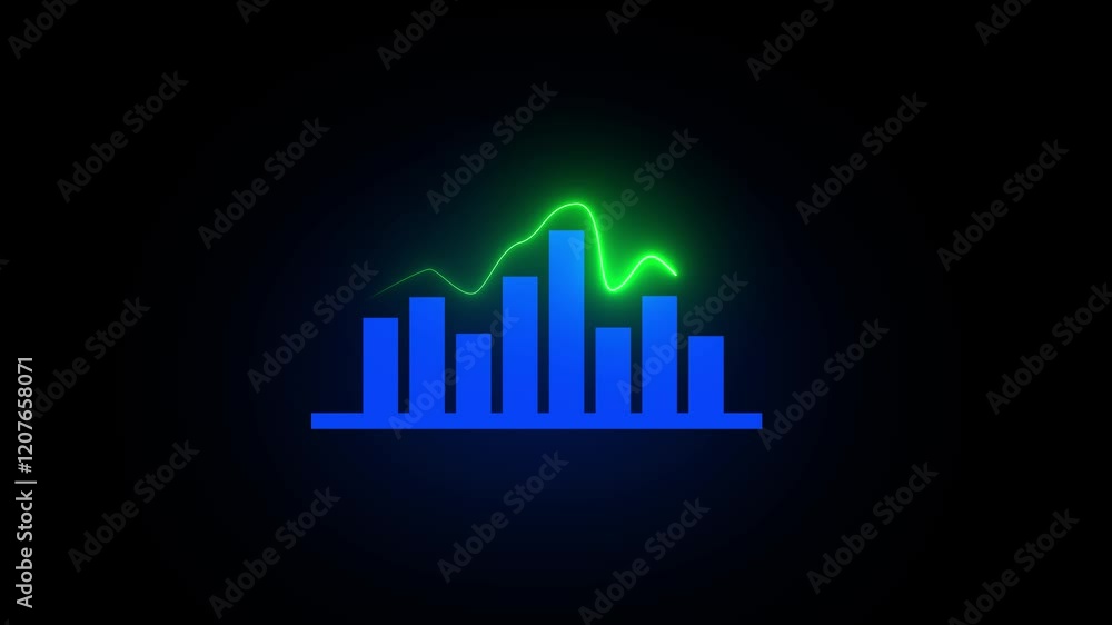 Aufkleber business growth and business success glowing graph presentation. finance business graph chart with u