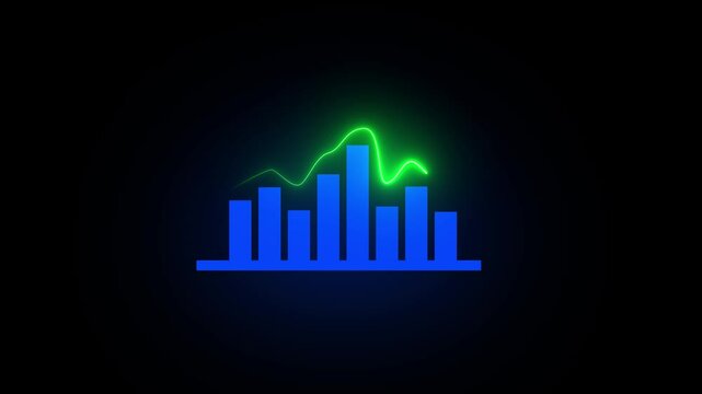 Business growth and business success glowing graph presentation. Finance business graph chart with uparrow. Hi-tech style business concept technology chart with grid.