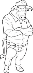 Bull Cop Police Animal Vector Graphic Art Illustration