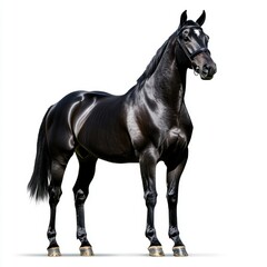Obraz premium A black horse stands in front of a white background