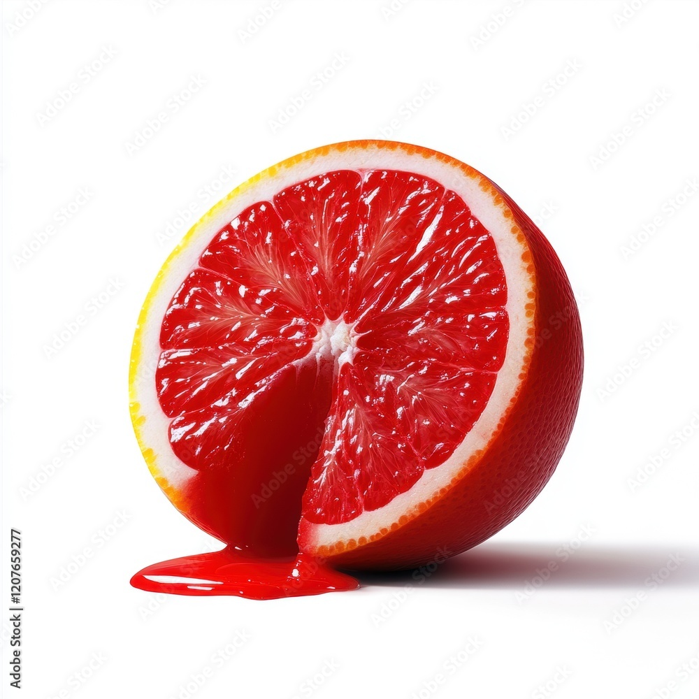 Poster a red grapefruit with a small hole in it