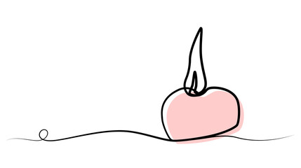 continuous one line drawing of a love candle. vector