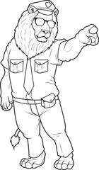Lion Cop Sunglasses Police Animal Vector Graphic Art Illustration