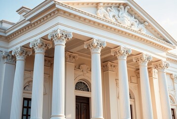 Obraz premium Close-up View of Classical Architectural Columns and Ornate Facade