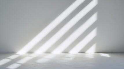 Minimalist White Room with Diagonal Light Streaks, Wall Photography, Light and Shadow, Abstract Composition Light photography, Interior design