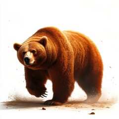 Obraz premium A bear is walking through the dirt, with its head held high