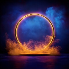 Obraz premium Glowing Golden Ring and Smoke Abstract Background.