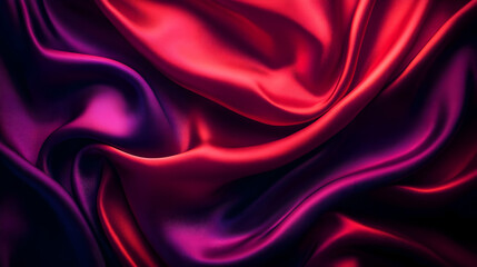 Obraz premium Red purple silk drapes, dark background, textile design