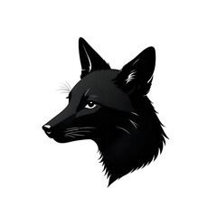 Obraz premium Striking silhouette of a black fox's head, isolated on a black background. Perfect for logo design or dark themed projects.