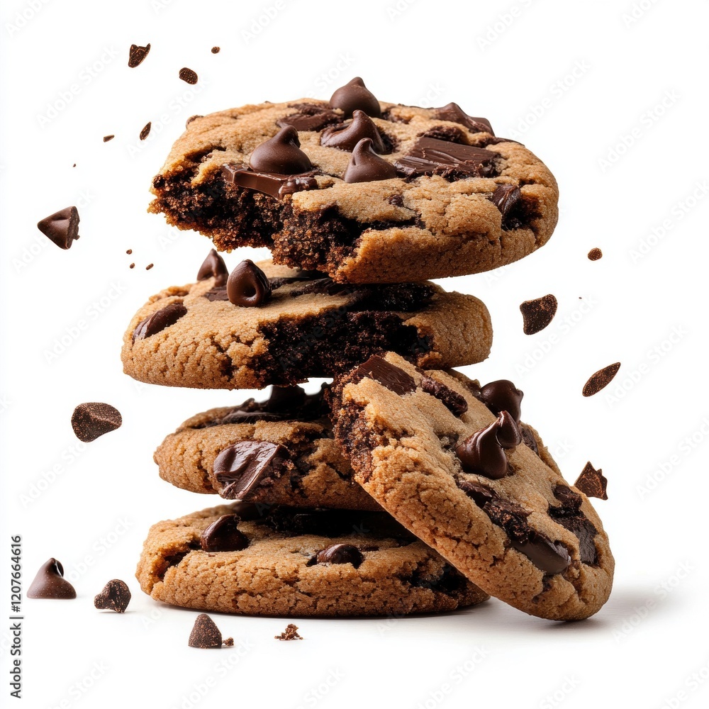 Poster a stack of chocolate chip cookies with one cookie missing