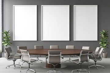 Elegant Conference Room with Mockup Frames and Modern Furniture