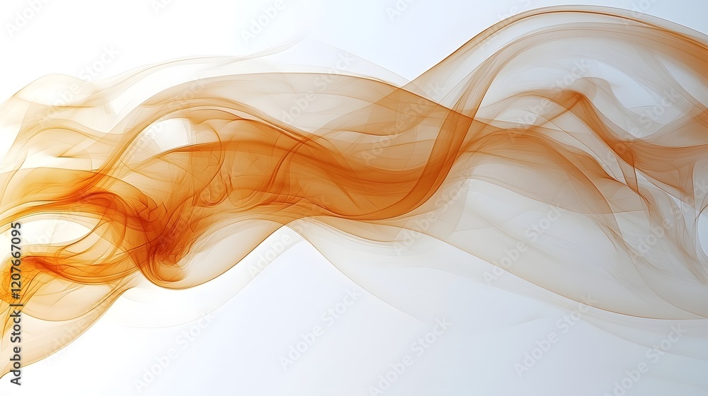Leinwandbilder Graceful swirling patterns of warm wispy smoke drifting and flowing gently on a clean minimalist white background creating a calming ethereal aesthetic