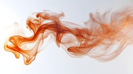 Elegant warm toned smoke swirls flowing delicately and gracefully against a pure white background evoking a sense of movement serenity and ethereal beauty