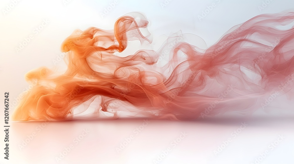 Leinwandbilder warm hued smoke gently drifting with soft flowing shapes on a clean white background emphasizing ele
