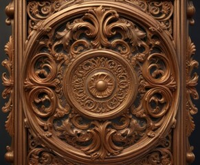 Bronze ornamentation featuring a scroll motif, ornamentation, textured surfaces