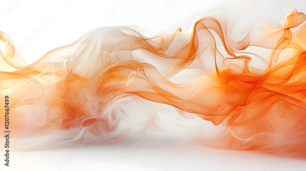 Poster warm colored smooth flowing smoke trails softly blending and intertwining on a clean minimal white b