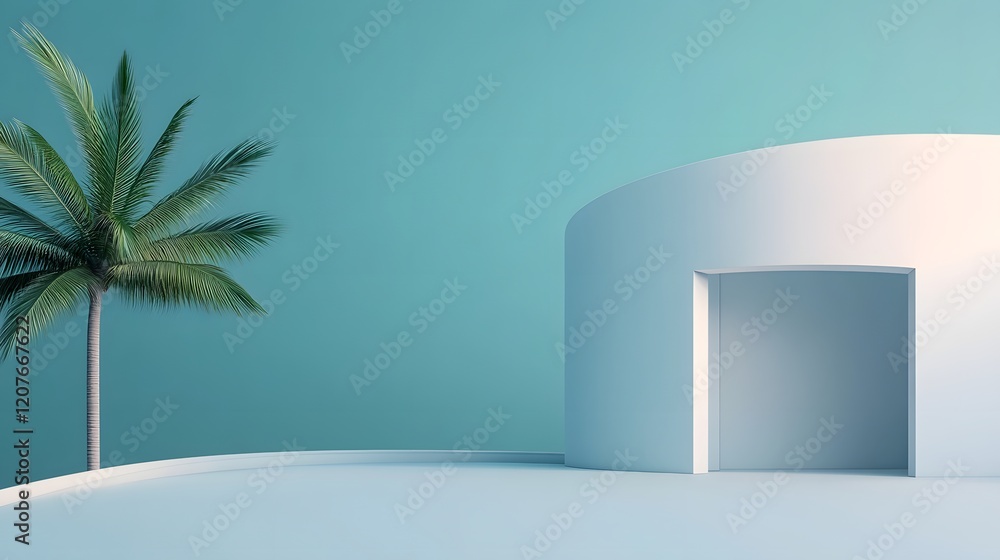Poster stylized architectural elements create a minimal corporate background 3d
