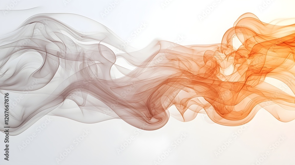 Poster delicate warm smoke drifts in soft flowing lines effortlessly moving across a clean white background