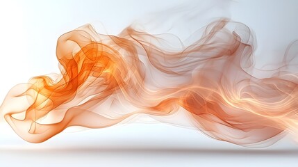 Delicate warm smoke drifting effortlessly on a clean white background evoking a sense of grace warmth and tranquility  The wispy flowing lines create a mesmerizing