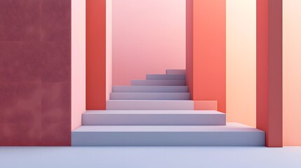 Fototapeta premium Simplistic Urban Pathways with Overlapping Geometric Shapes and Clean Architecture in 3D