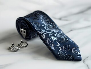 Luxerious Blue Tie Business attire pattern formal wear