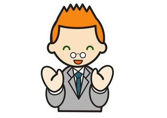 喜ぶスーツ姿の白人男性