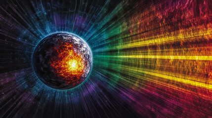 Obraz premium The image shows a cutaway view of Earth, revealing a massive structure.