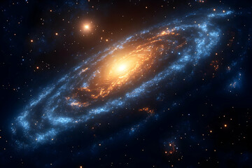 Fototapeta premium Stunning Spiral Galaxy with Glowing Nebula and Bright Stars in Deep Space