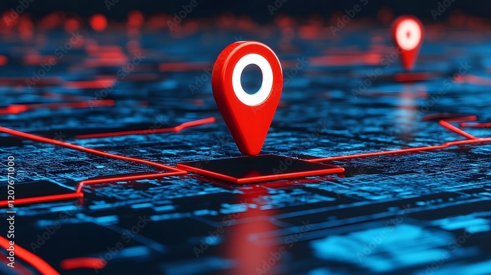 Poster abstract 3d map highlighting efficient shipment and distribution hubs