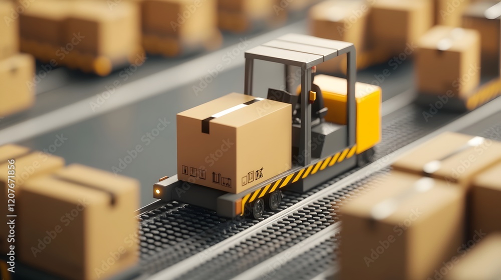 Poster automated forklift transporting tracked packages for efficient cargo management