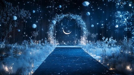 Celestial Wedding Aisle: A Dreamlike Night Ceremony