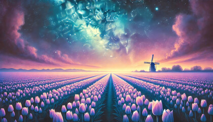 柔らかな色彩で描いたチューリップと風車の風景。
花畑と星空が織りなす調和の瞬間。
自然が奏でる優しい色彩のハーモニー。
風車と花畑の安らぎの情景。
穏やかな夜に包まれるチューリップの花畑。
柔らかな光に包まれる田園風景。
心を穏やかにする色彩の風景画。
Generated by AI.
