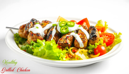 Grilled-Chicken-Skewers-with-Fresh-Salad-and-Yogurt-Dip
