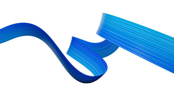 3d Wavy Blue Flag 3d Waving Abstract Ribbon Flag Isolated On White Background 3d Illustration