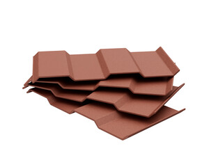 3d Stacks Of Brown Asbestos Cement Slate For Roof Sheets On White Background 3d Illustration