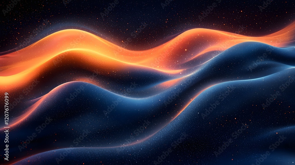 Aufkleber mesmerizing abstract gradient wave with grainy blue orange and black texture featuring noise and smo