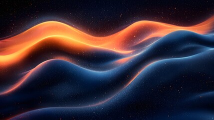 Obraz premium Mesmerizing Abstract Gradient Wave with Grainy Blue Orange and Black Texture Featuring Noise and Smooth Transitions Perfect for Cover or Wallpaper Design