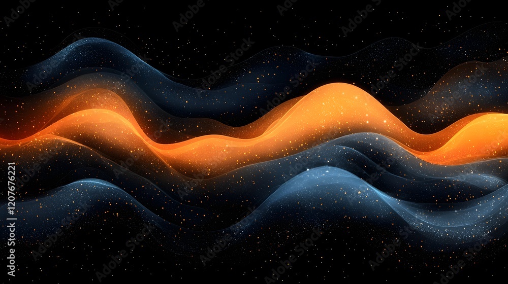 Poster Mesmerizing gradient wave design with a dark vibrant and textured aesthetic creating a modern and captivating visual experience  The fluid motion and interplay of colors evoke a sense of energy