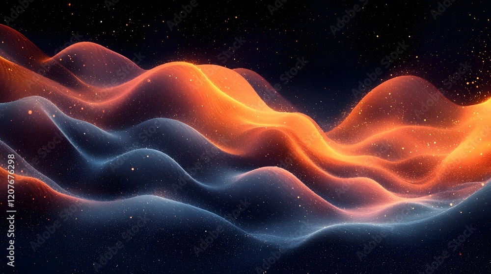 Aufkleber Mesmerizing gradient wave design with ethereal texture and noise effect creating a modern and captivating digital art aesthetic for various creative applications
