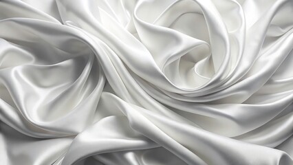 Obraz premium Soft, flowing white cloth; its gentle waves create an elegant, sophisticated drape in this textile image.