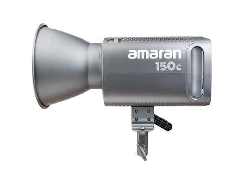 Aputure Amaran 150c illuminator on a white background.Studio light used in films, isolated on white background.