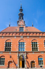 Fototapeta premium Front facade of the historic old town hall in Gdansk, Poland