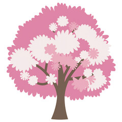 Elegant Tree with Pinkish-White Blossoms on White Background