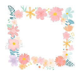 PNG Flowers illustration colorful border.