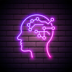 Ai, brain, cpu neon icon. Elements of Creative thinking set. Simple icon for websites, web design, mobile app, info graphics