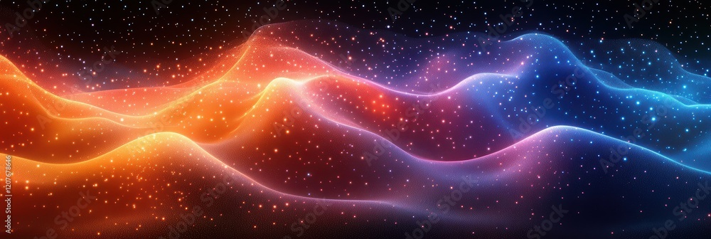 Poster smooth waves of colored light create a vibrant abstract background with dynamic depth