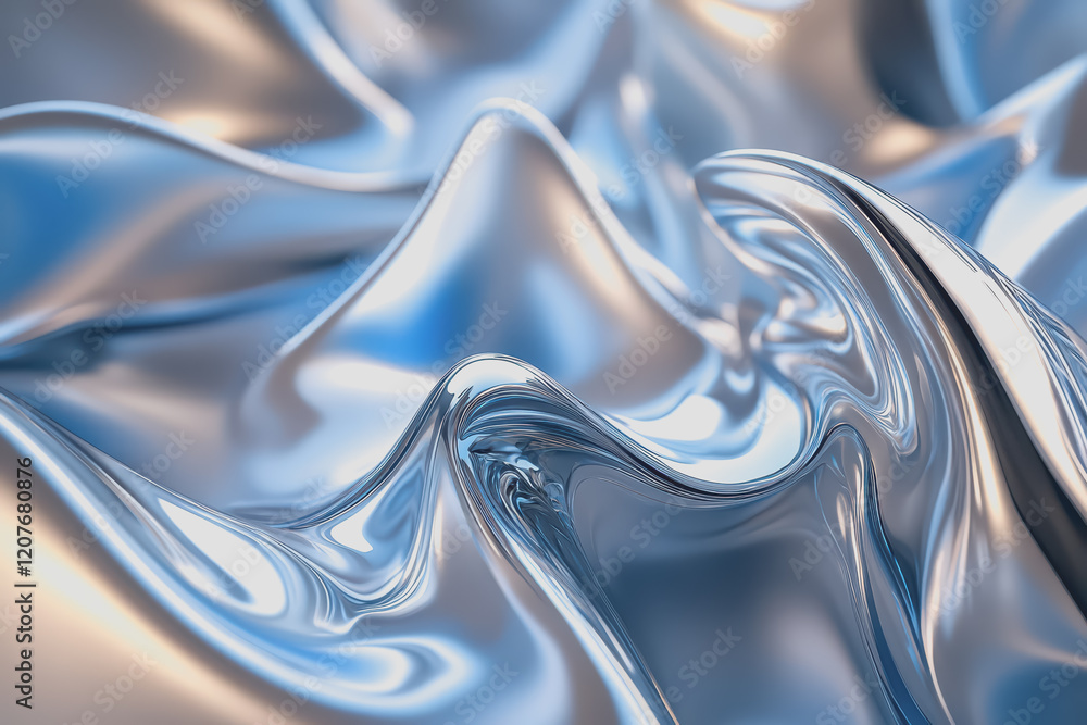 Poster abstract liquid metal fluidity fluid lines distorted lines abstract futuristic shapes in the air.