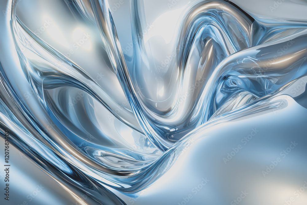 Poster abstract liquid metal fluidity fluid lines distorted lines abstract futuristic shapes in the air.