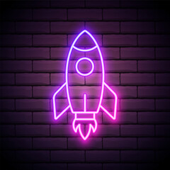 Space neon sign, bright signboard, light banner. Cosmic logo neon, emblem. Vector illustration