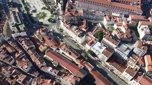 lisboa aerea, vista telhados rio tejo